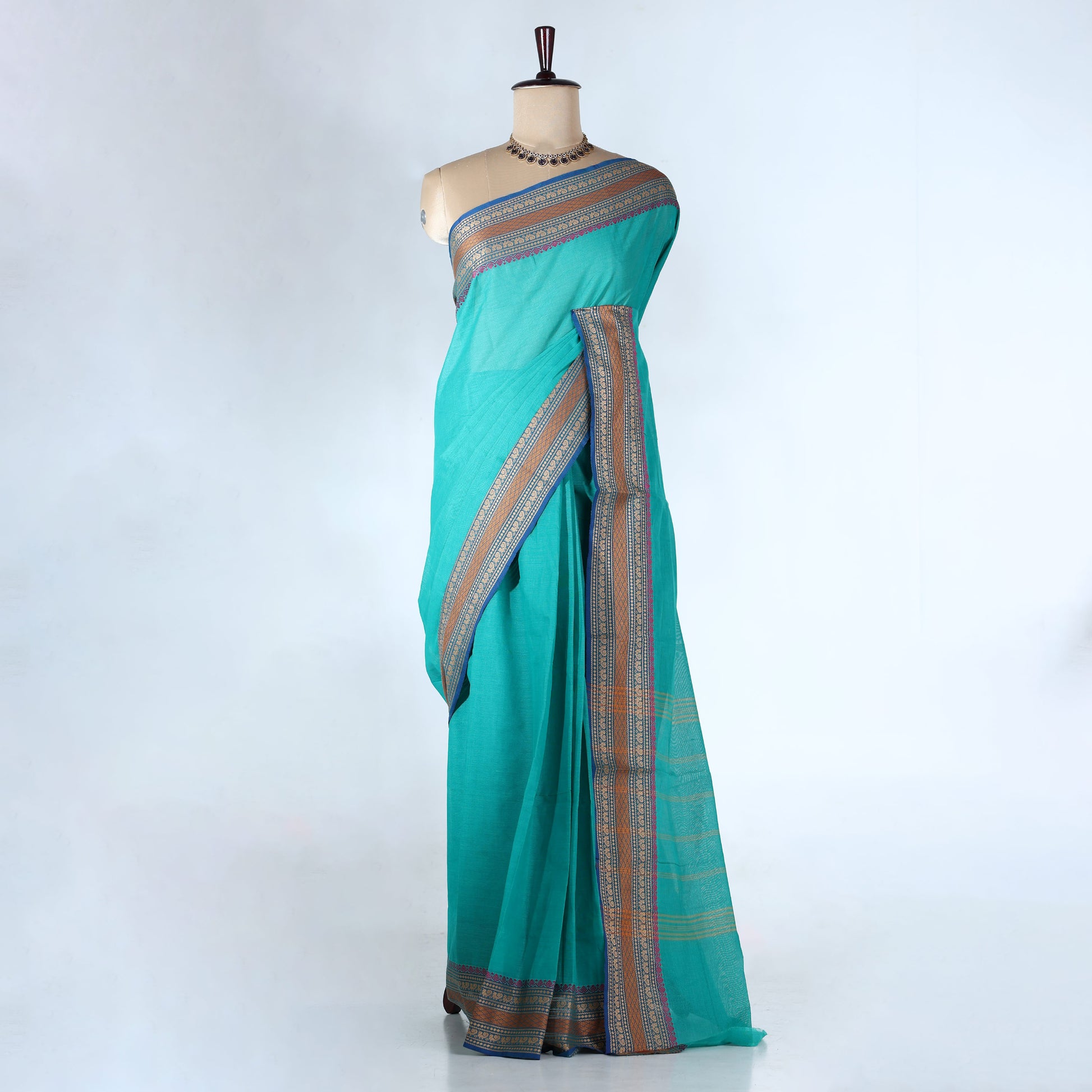 Teal Venkatagiri Cotton Sarees for Women | Daily Office Wear & Casual Collection | Jeyachandran - Full View