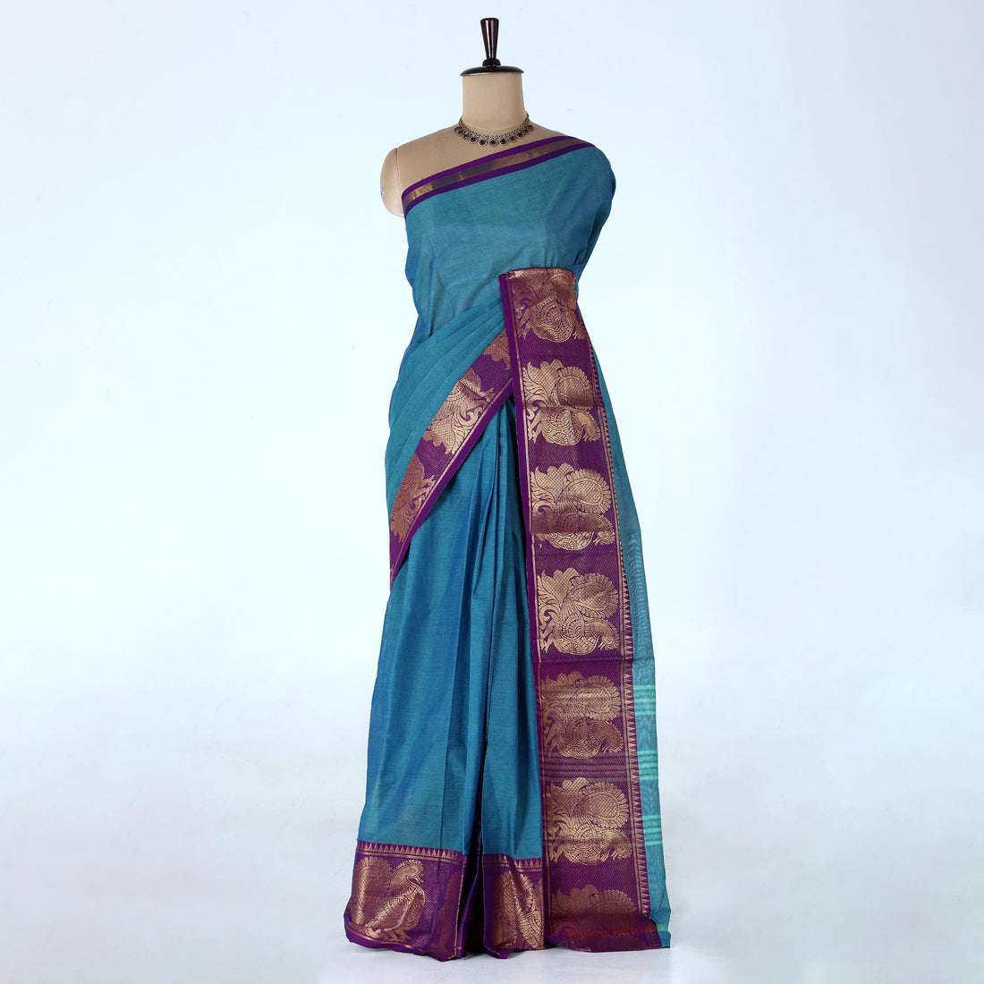 Teal Venkatagiri Cotton Sarees for Women | Daily Office Wear & Casual Collection | Jeyachandran - Full View
