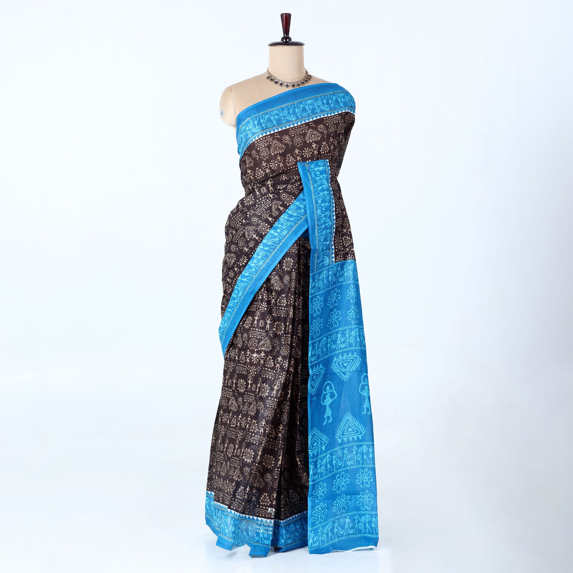 Black Voile Cotton Sarees for Women | Daily Wear & Summer Events Collection | Jeyachandran - Full View