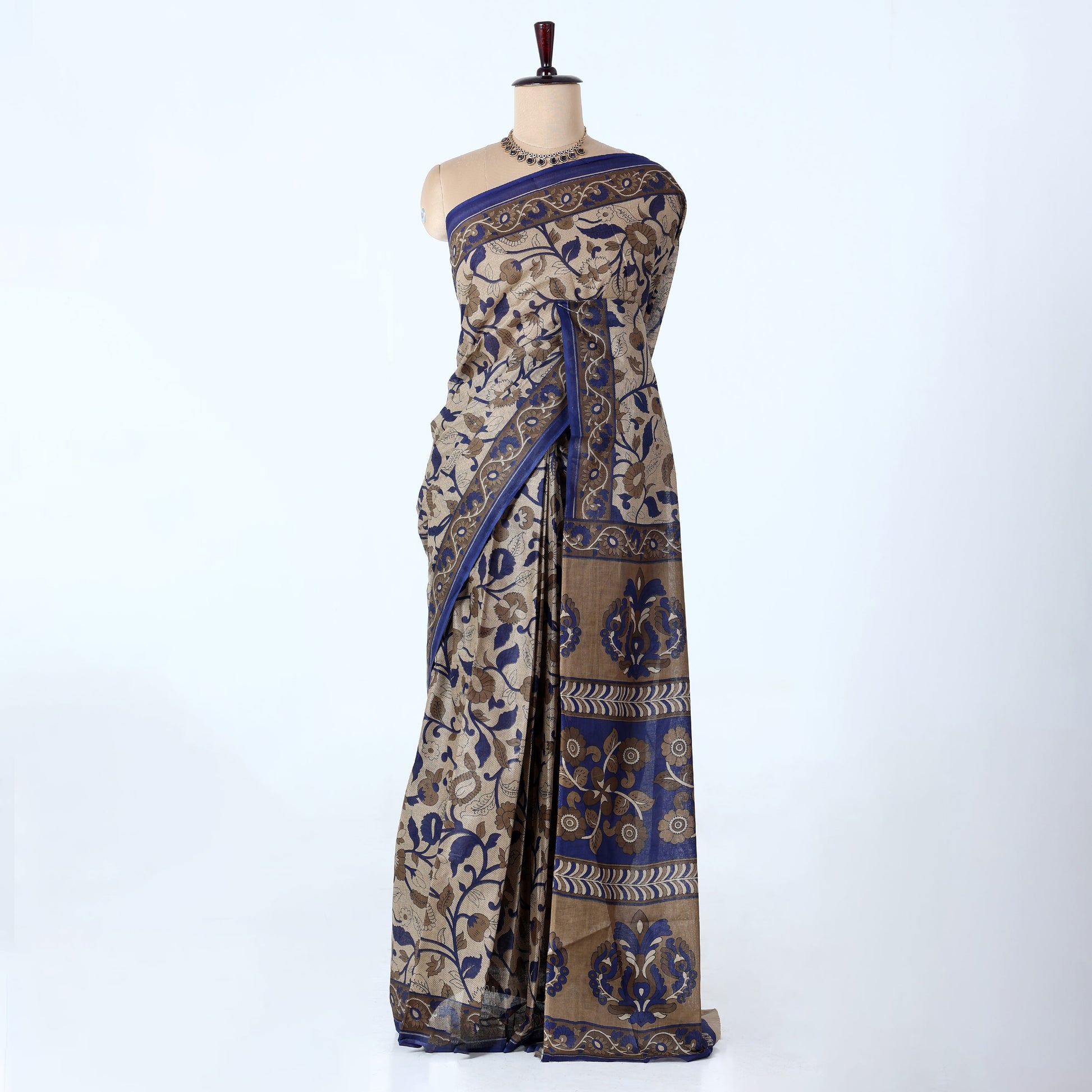 Blue Voile Cotton Sarees for Women | Daily Wear & Summer Events Collection | Jeyachandran - Full View