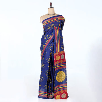 Blue Voile Cotton Sarees for Women | Daily Wear & Summer Events Collection | Jeyachandran - Full View