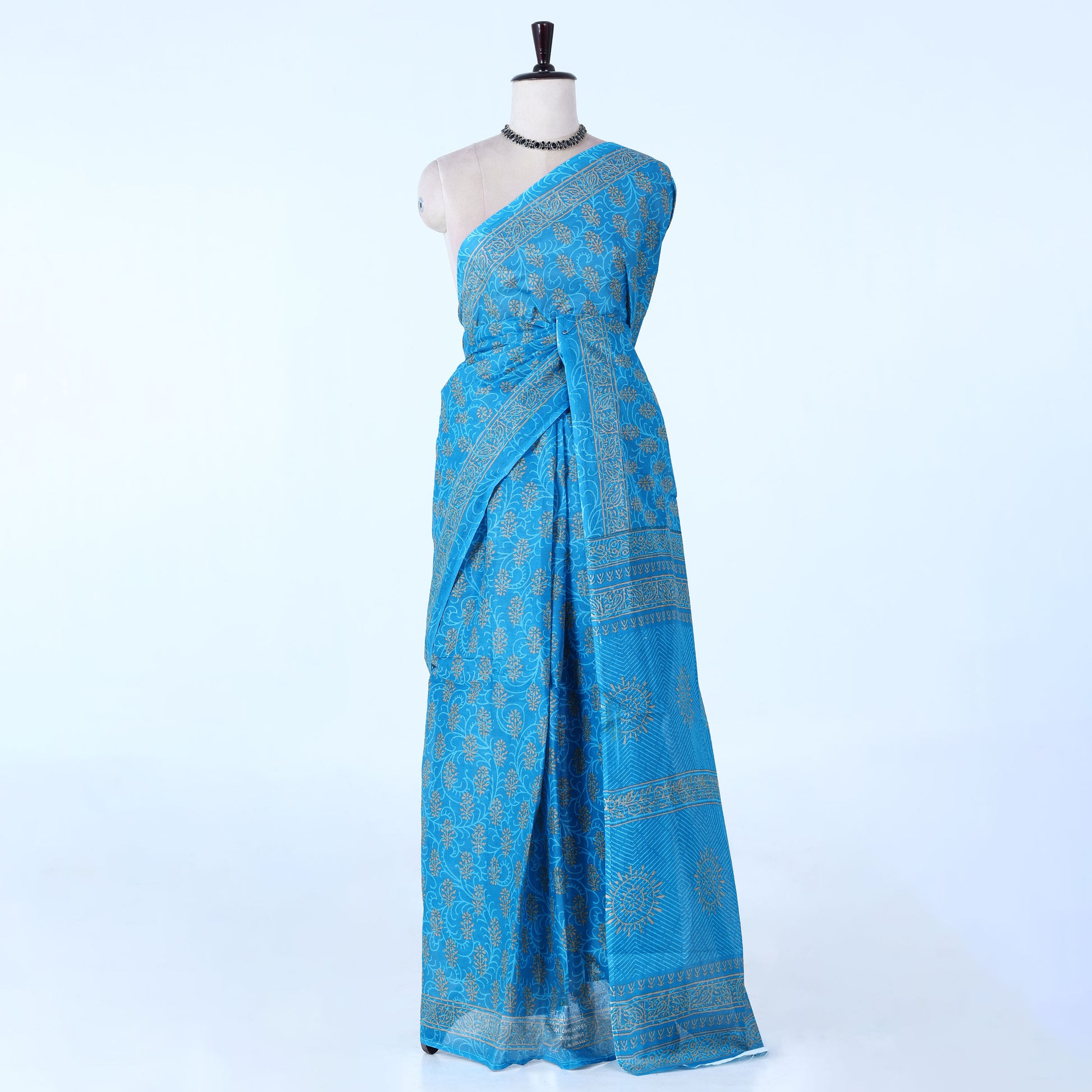 Blue Voile Cotton Sarees for Women | Daily Wear & Summer Events Collection | Jeyachandran - Full View