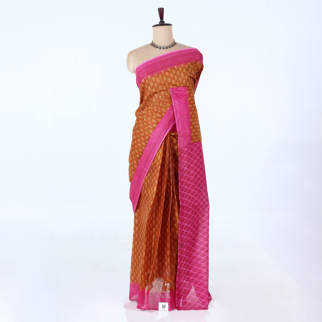 Brown Voile Cotton Sarees for Women | Daily Wear & Summer Events Collection | Jeyachandran - Full View