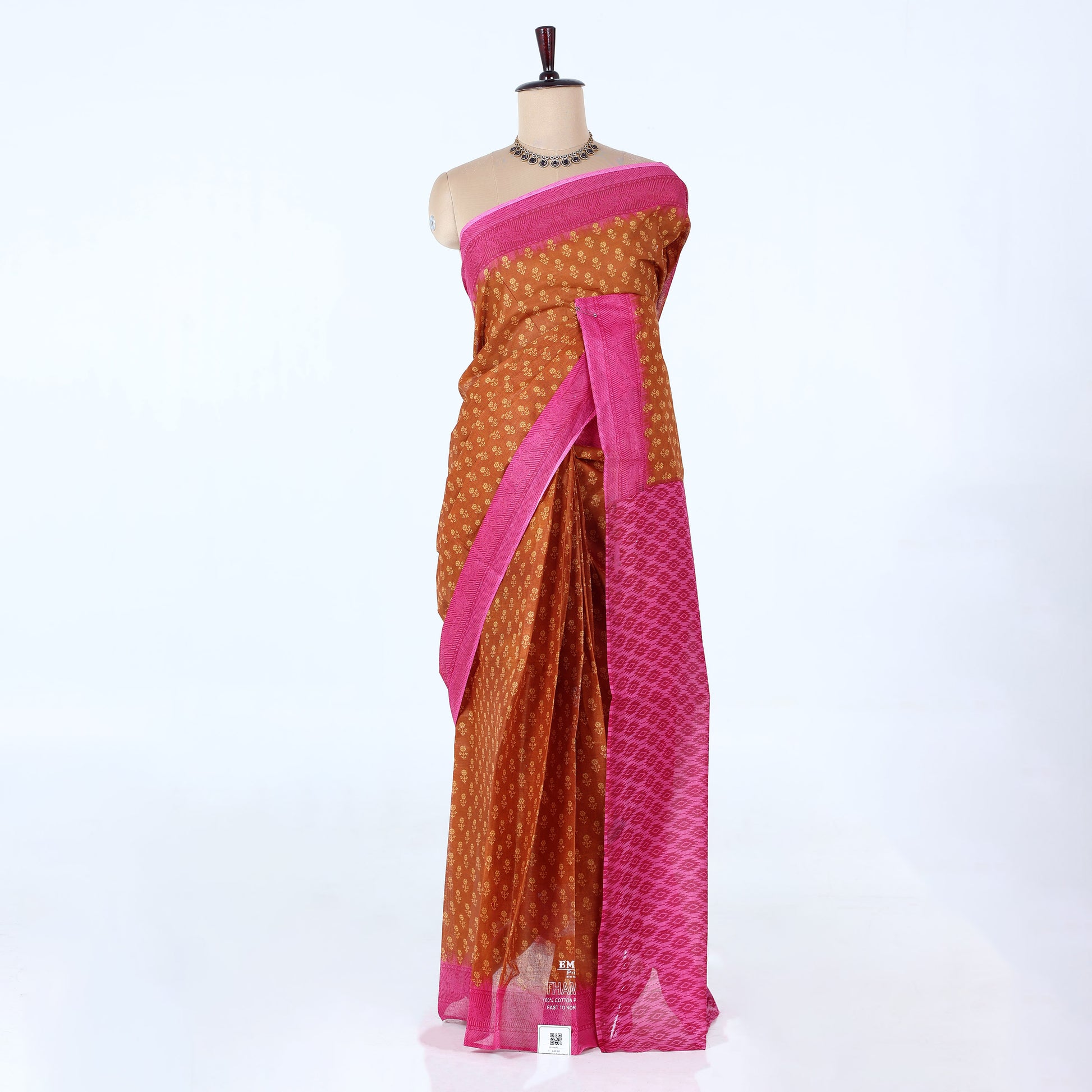 Brown Voile Cotton Sarees for Women | Daily Wear & Summer Events Collection | Jeyachandran - Full View