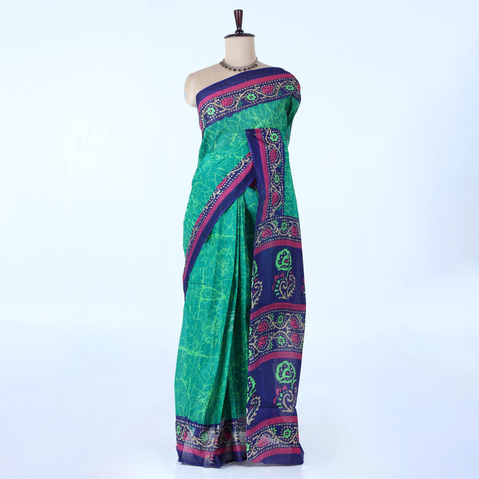 Green Voile Cotton Sarees for Women | Daily Wear & Summer Events Collection | Jeyachandran - Full View