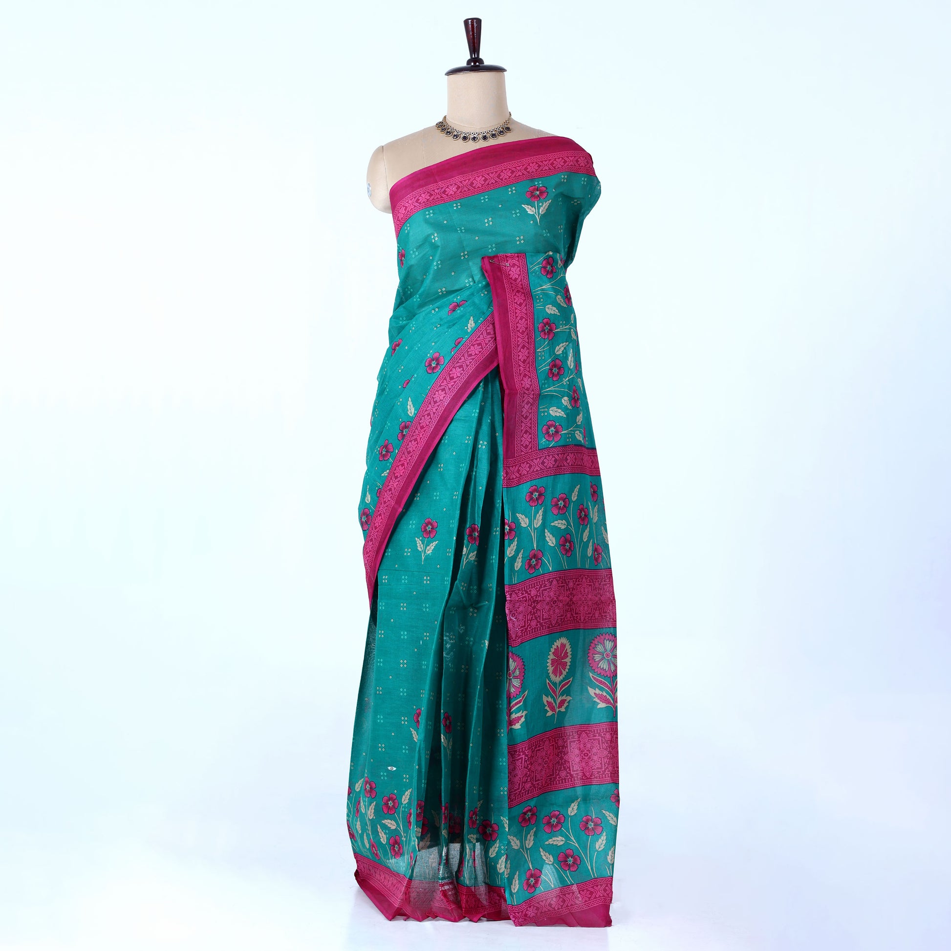 Green Voile Cotton Sarees for Women | Daily Wear & Summer Events Collection | Jeyachandran - Full View