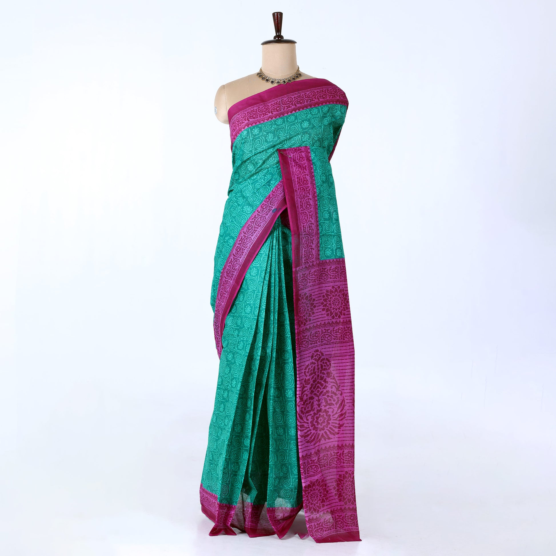 Green Voile Cotton Sarees for Women | Daily Wear & Summer Events Collection | Jeyachandran - Full View