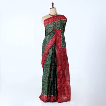 Green Voile Cotton Sarees for Women | Daily Wear & Summer Events Collection | Jeyachandran - Full View