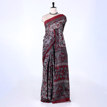 Maroon Voile Cotton Sarees for Women | Daily Wear & Summer Events Collection | Jeyachandran - Full View