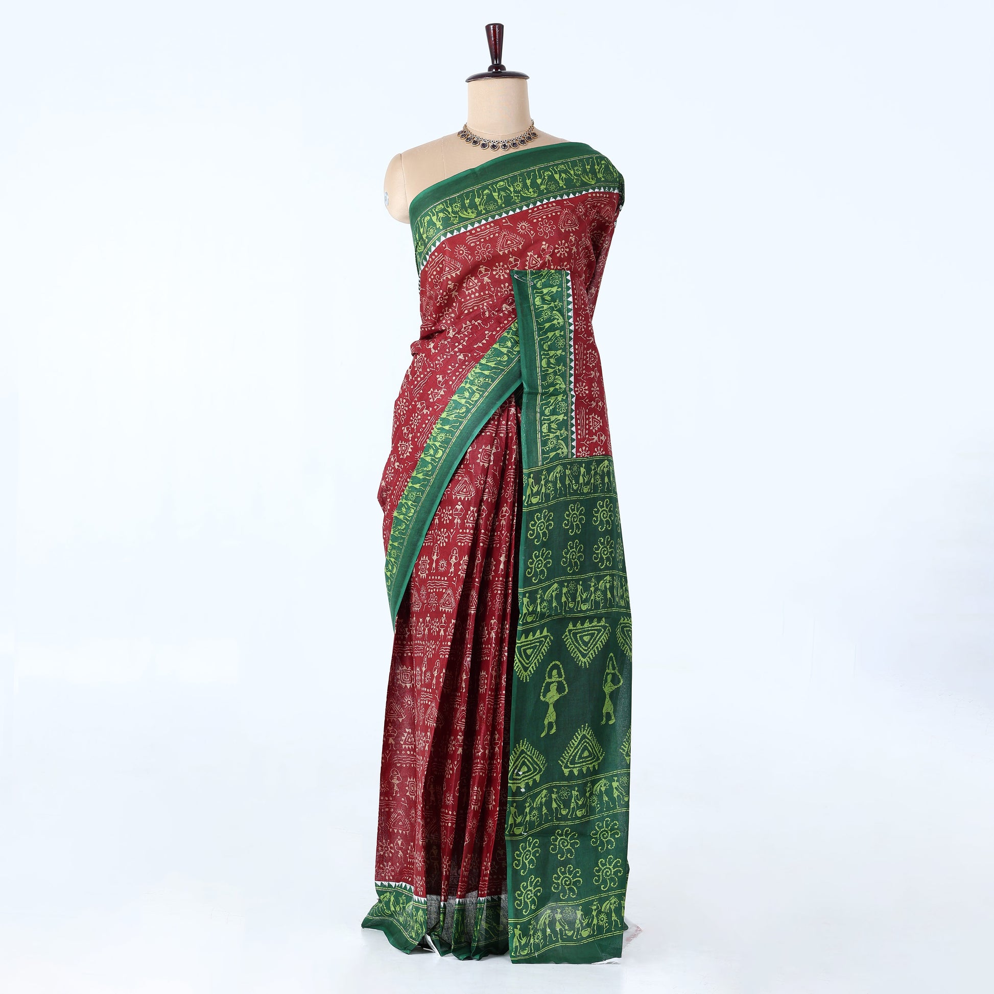 Maroon Voile Cotton Sarees for Women | Daily Wear & Summer Events Collection | Jeyachandran - Full View