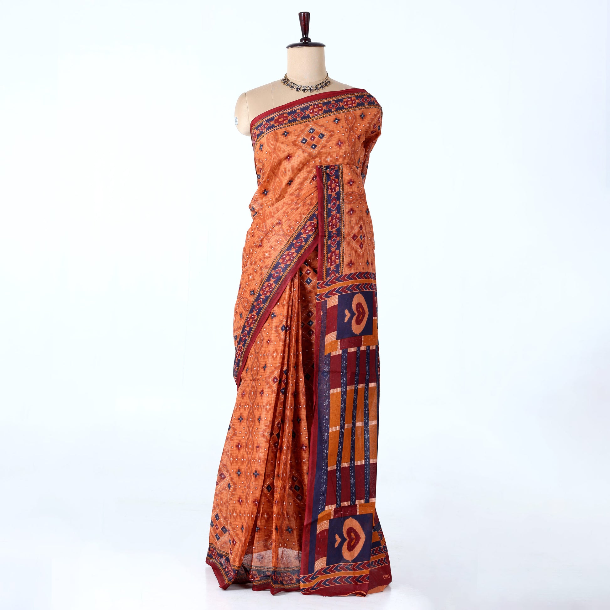 Orange Voile Cotton Sarees for Women | Daily Wear & Summer Events Collection | Jeyachandran - Full View