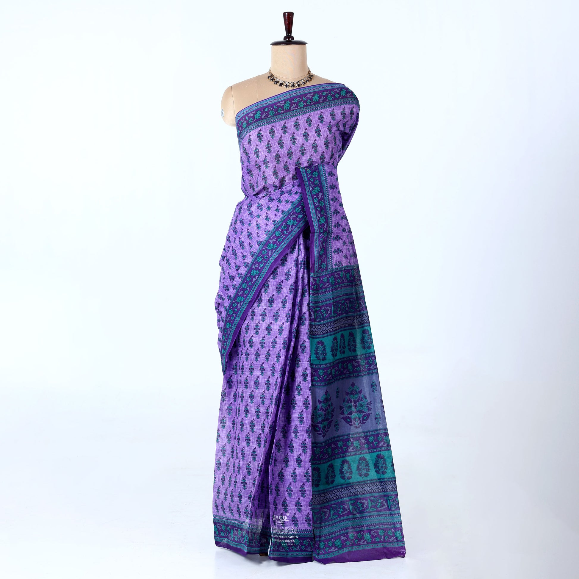 Purple Voile Cotton Sarees for Women | Daily Wear & Summer Events Collection | Jeyachandran - Full View