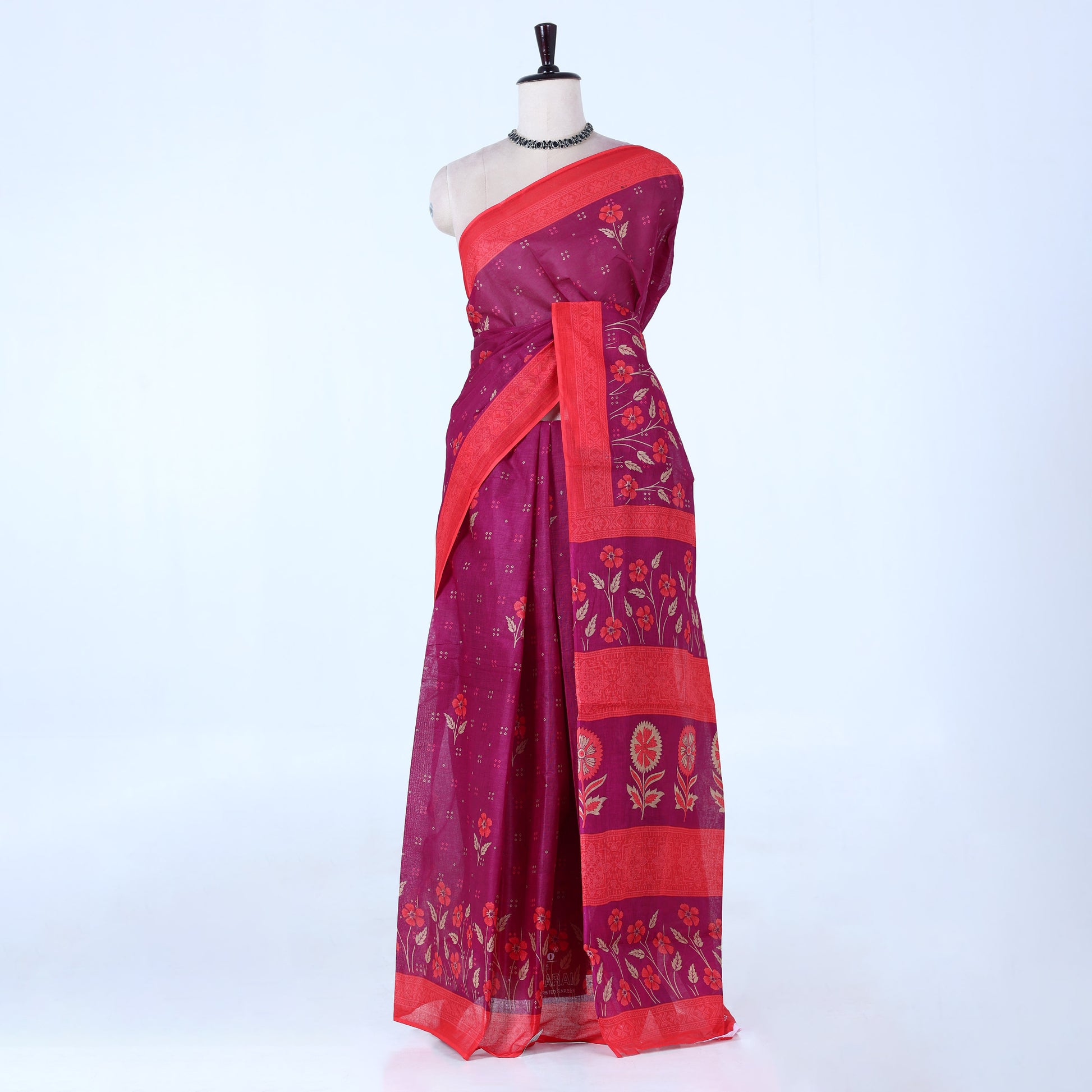 Purple Voile Cotton Sarees for Women | Daily Wear & Summer Events Collection | Jeyachandran - Full View