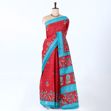 Red Voile Cotton Sarees for Women | Daily Wear & Summer Events Collection | Jeyachandran - Full View