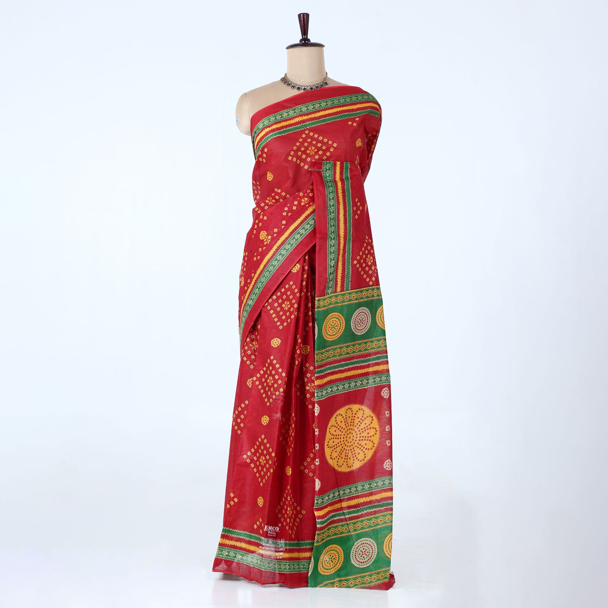 Red Voile Cotton Sarees for Women | Daily Wear & Summer Events Collection | Jeyachandran - Full View