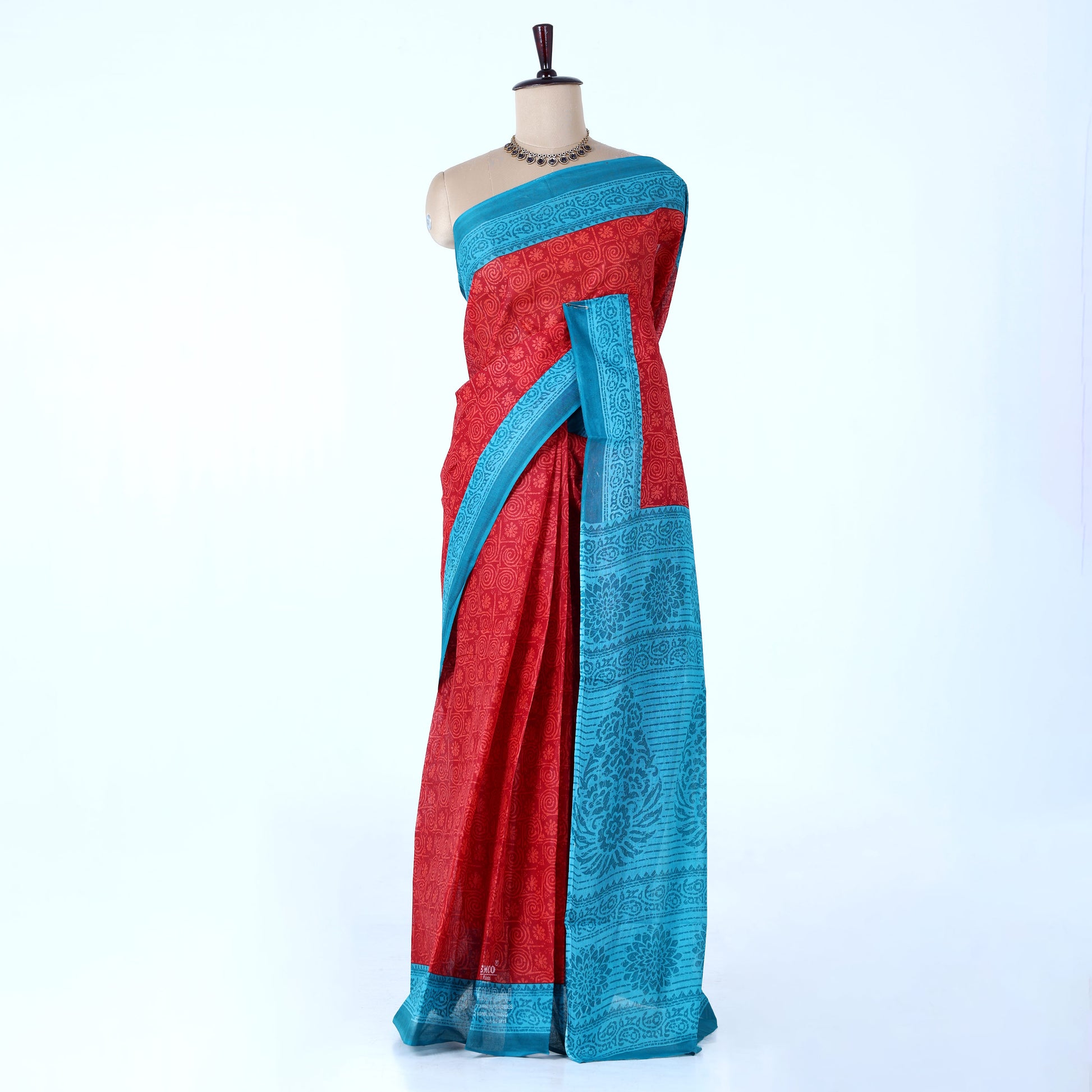 Red Voile Cotton Sarees for Women | Daily Wear & Summer Events Collection | Jeyachandran - Full View