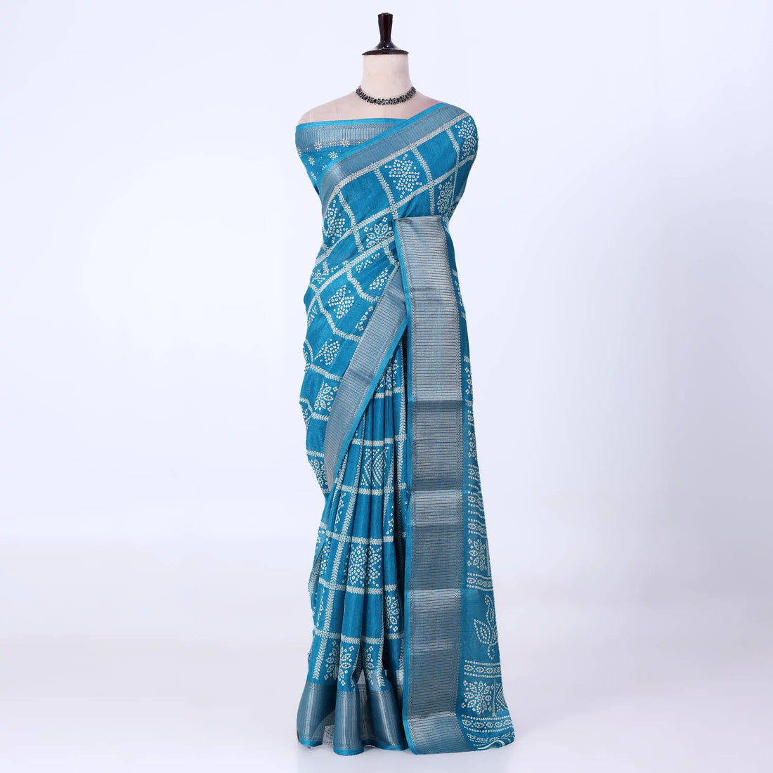 Blue Dola Silk Sarees for Women | Office Wear Casual Outings & Special Occasions | Jeyachandran - Full View