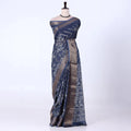 Navy Dola Silk Sarees for Women | Office Wear Casual Outings & Special Occasions | Jeyachandran - Full View