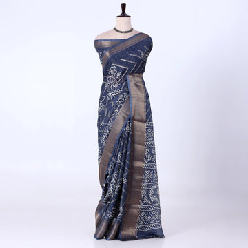Navy Dola Silk Sarees for Women | Office Wear Casual Outings & Special Occasions | Jeyachandran - Full View