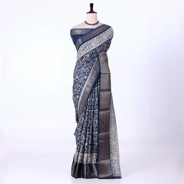 Blue Dola Silk Sarees for Women | Office Wear Casual Outings & Special Occasions | Jeyachandran - Full View