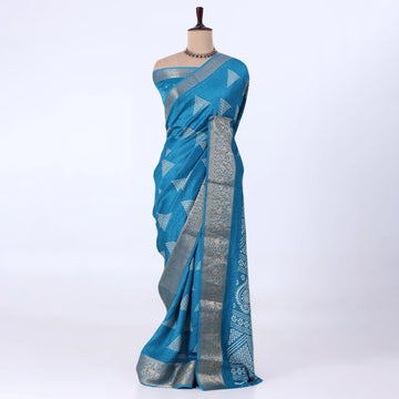 Blue Dola Silk Sarees for Women | Office Wear Casual Outings & Special Occasions | Jeyachandran - Full View