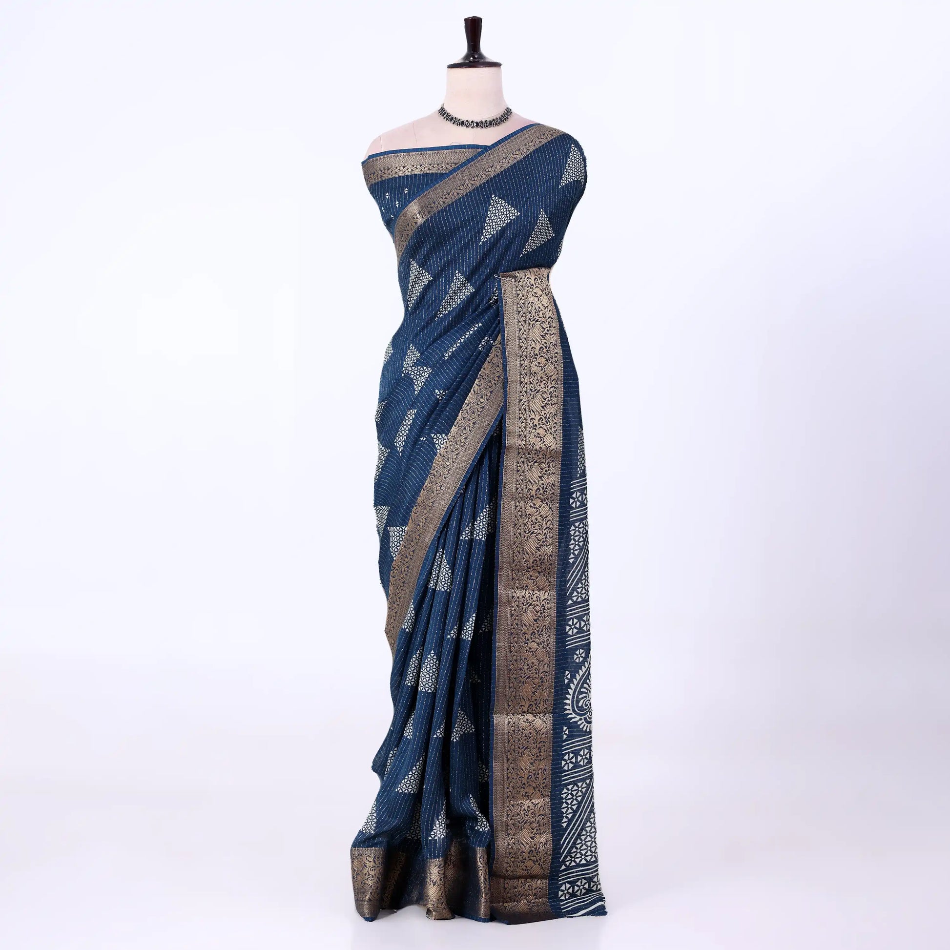 Navy Dola Silk Sarees for Women | Office Wear Casual Outings & Special Occasions | Jeyachandran - Full View