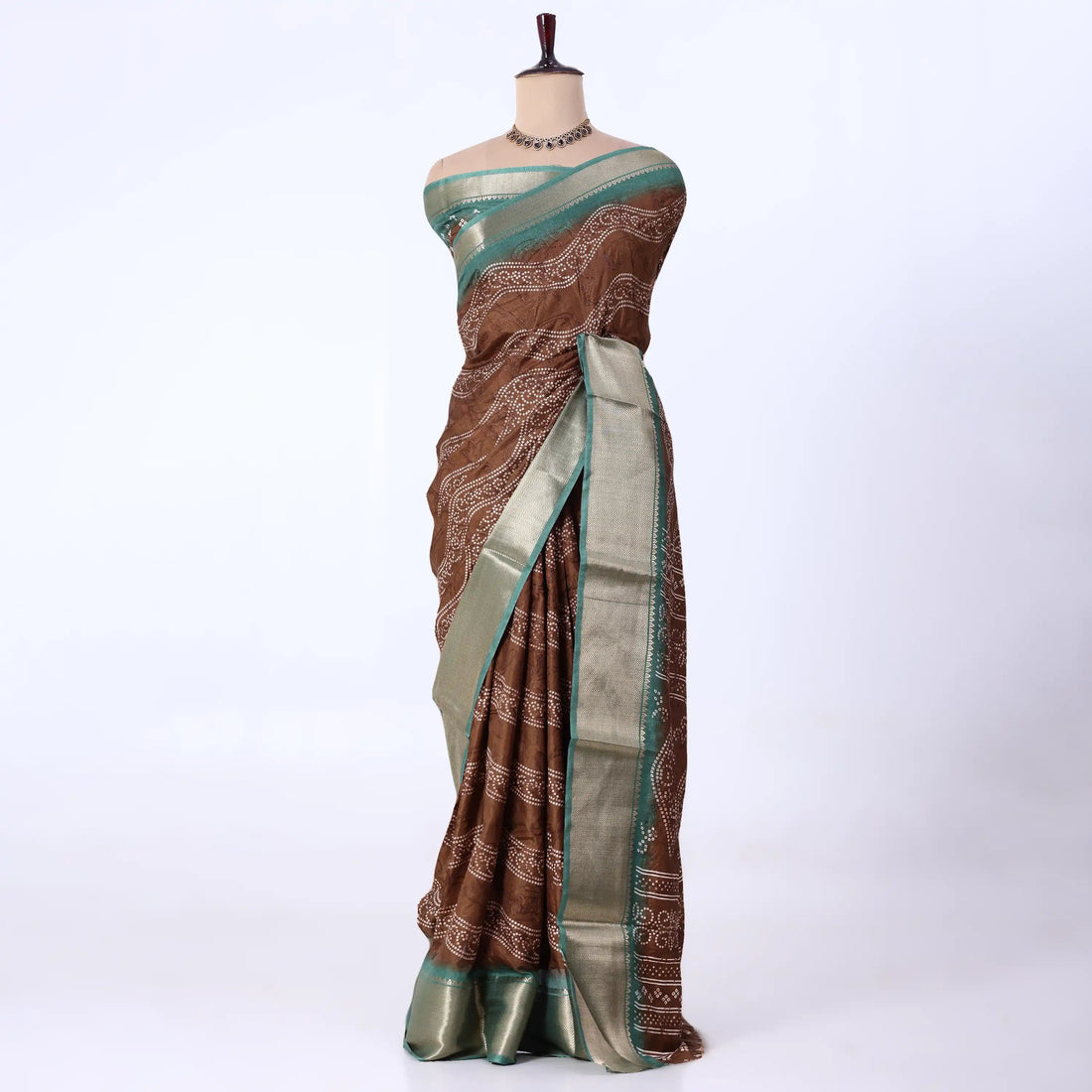 Brown Dola Silk Sarees for Women | Office Wear Casual Outings & Special Occasions | Jeyachandran - Full View