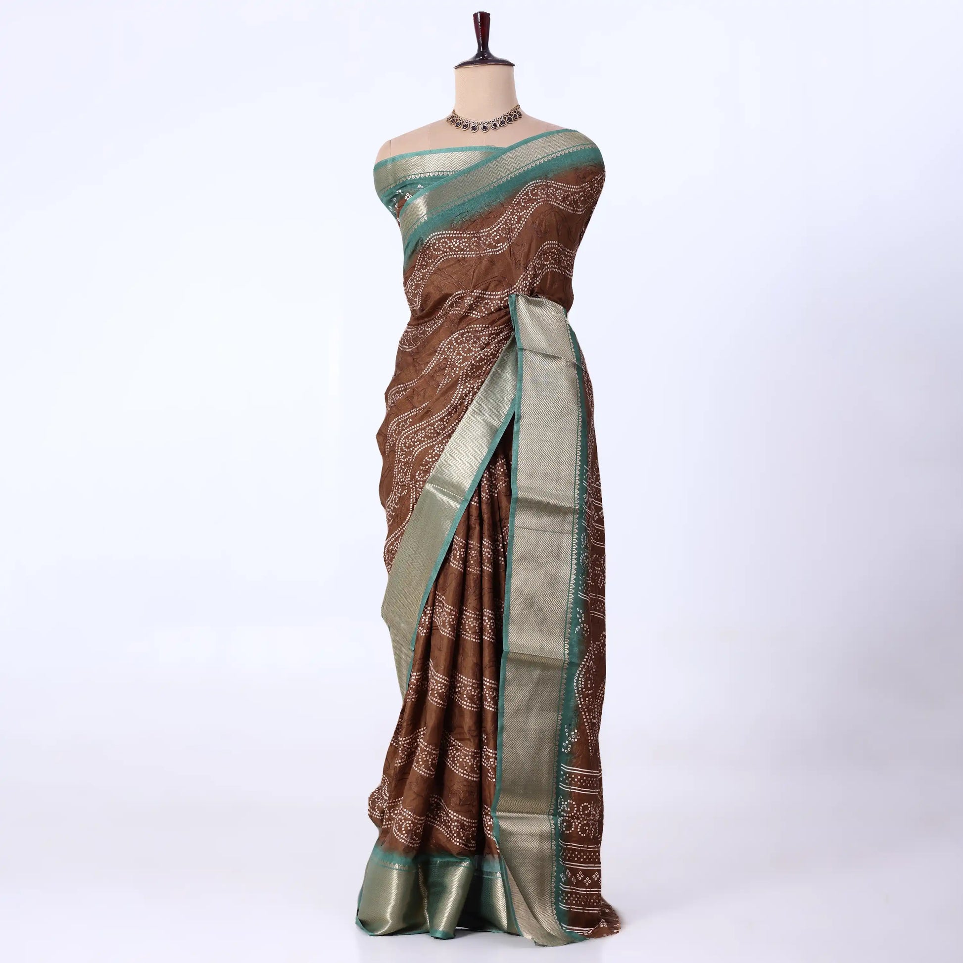Brown Dola Silk Sarees for Women | Office Wear Casual Outings & Special Occasions | Jeyachandran - Full View
