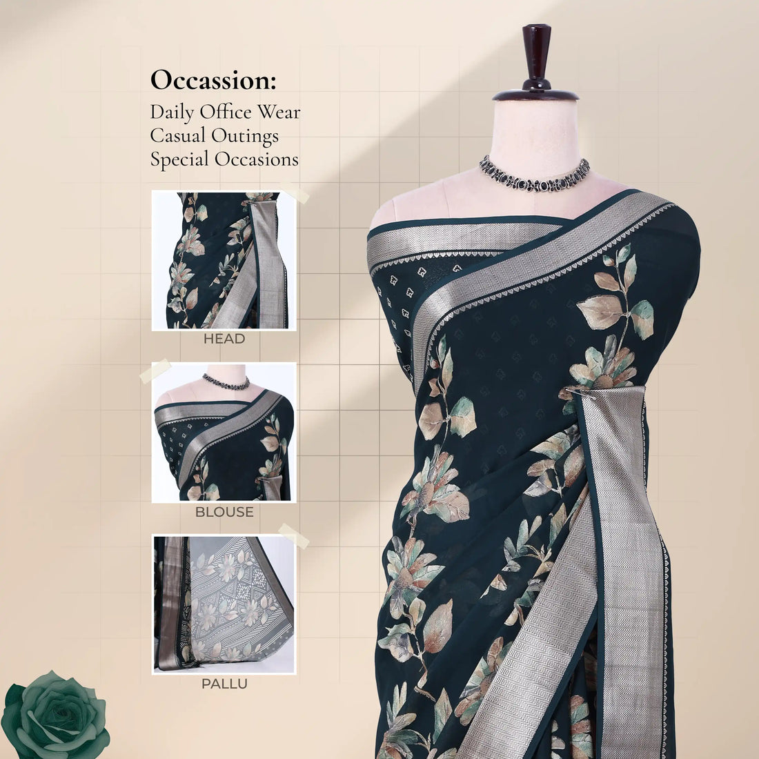Dola Silk Sarees for Women | Office Wear Casual Outings & Special Occasions | Jeyachandran  | Dark Green
