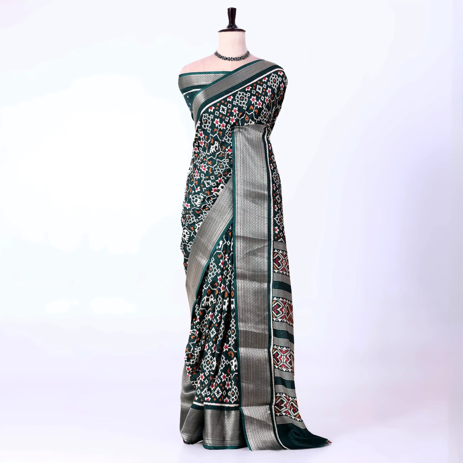 Green Dola Silk Sarees for Women | Office Wear Casual Outings & Special Occasions | Jeyachandran - Full View