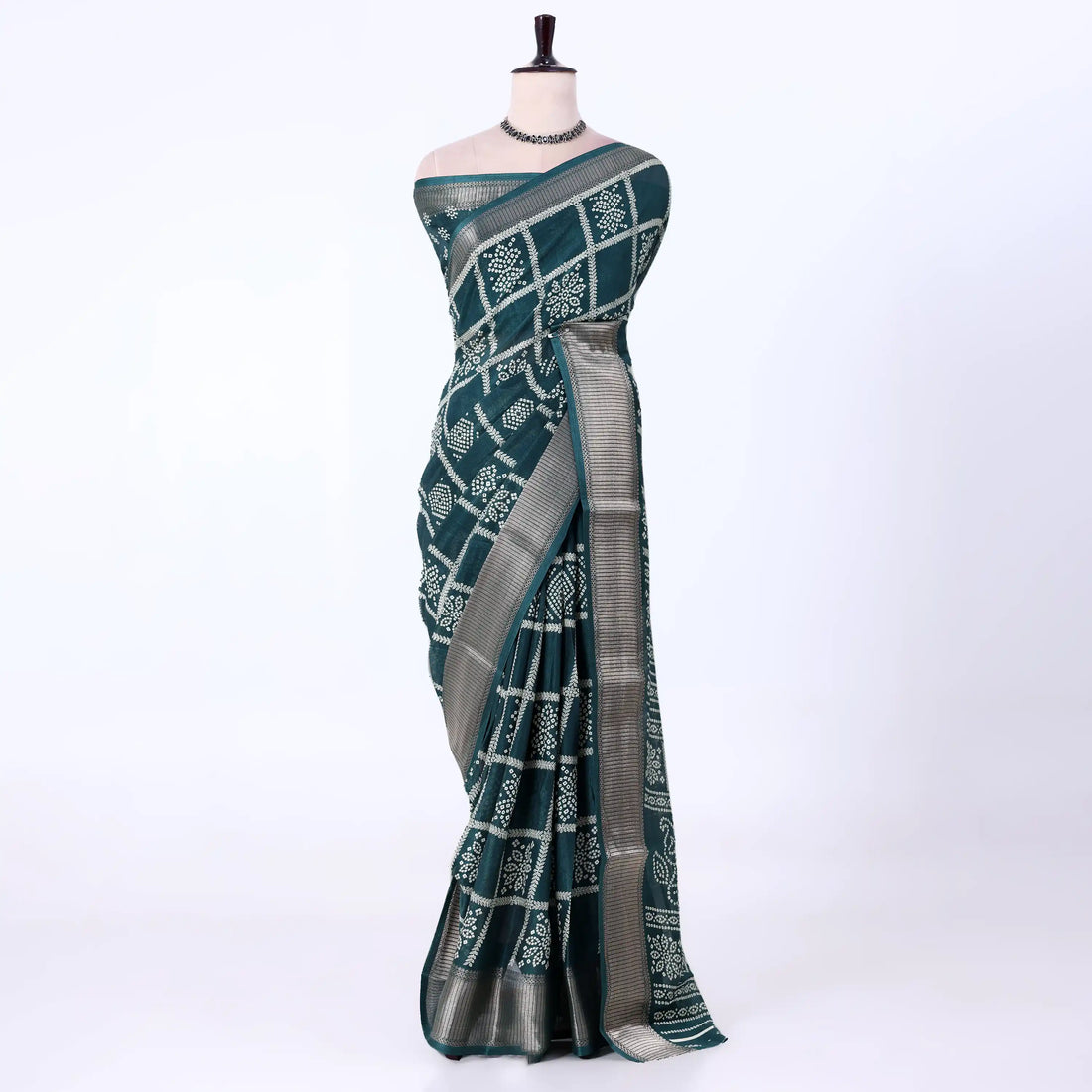 Dark Green Dola Silk Sarees for Women | Office Wear Casual Outings & Special Occasions | Jeyachandran - Full View