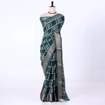 Dark Green Dola Silk Sarees for Women | Office Wear Casual Outings & Special Occasions | Jeyachandran - Full View
