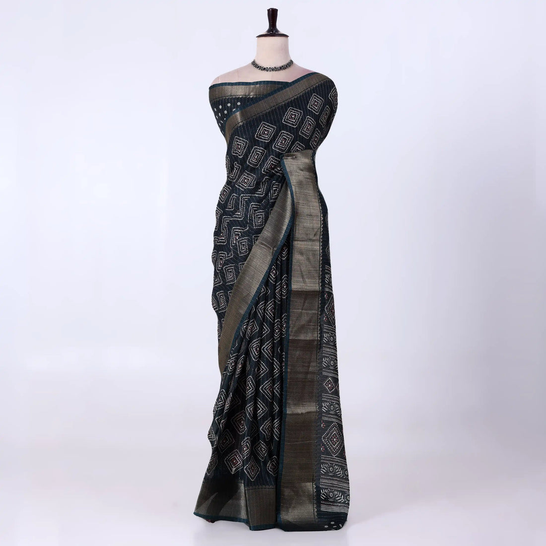 Dark Green Dola Silk Sarees for Women | Office Wear Casual Outings & Special Occasions | Jeyachandran - Full View