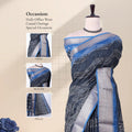 Grey Dola silk saree with bandhani print and contrast zari woven border front view on mannequin with detailed pallu.