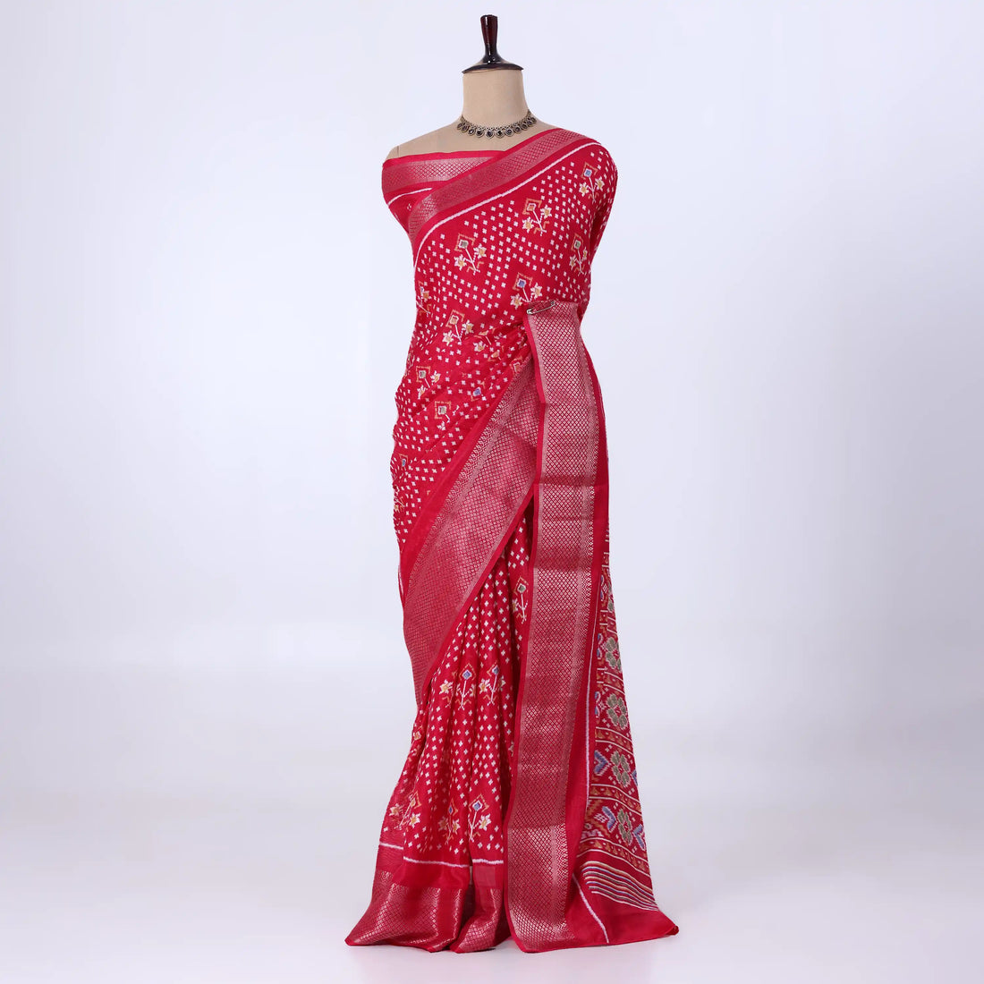 Red Dola Silk Sarees for Women | Office Wear Casual Outings & Special Occasions | Jeyachandran - Full View