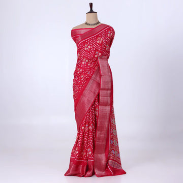 Red Dola Silk Sarees for Women | Office Wear Casual Outings & Special Occasions | Jeyachandran - Full View