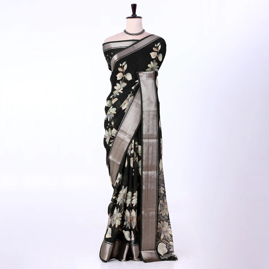Green Dola Silk Sarees for Women | Office Wear Casual Outings & Special Occasions | Jeyachandran - Full View