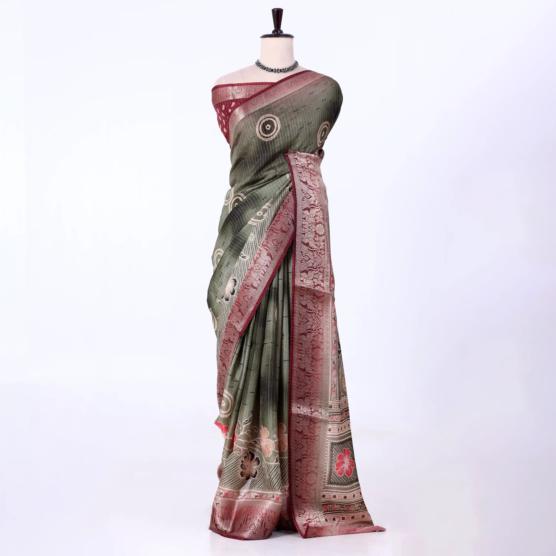 Green Dola Silk Sarees for Women | Office Wear Casual Outings & Special Occasions | Jeyachandran - Full View
