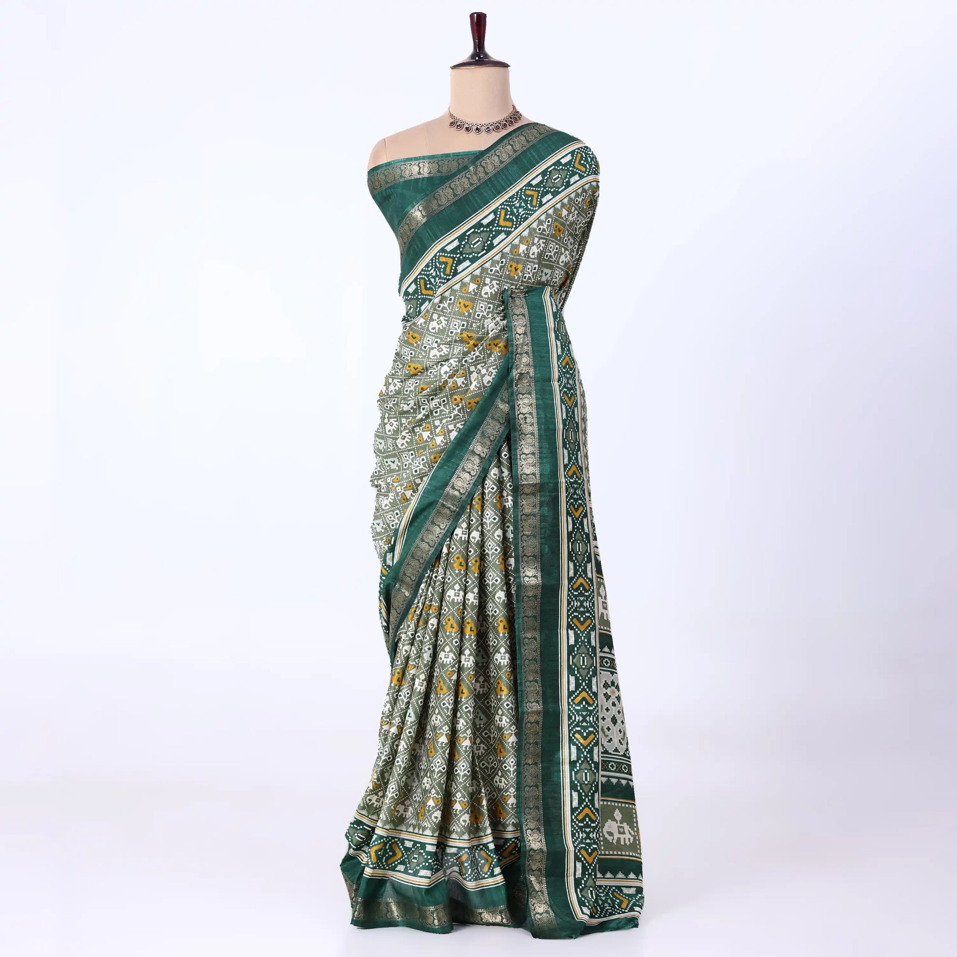 Green Dola Silk Sarees for Women | Office Wear Casual Outings & Special Occasions | Jeyachandran - Full View