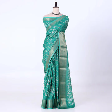 Green Dola Silk Sarees for Women | Office Wear Casual Outings & Special Occasions | Jeyachandran - Full View