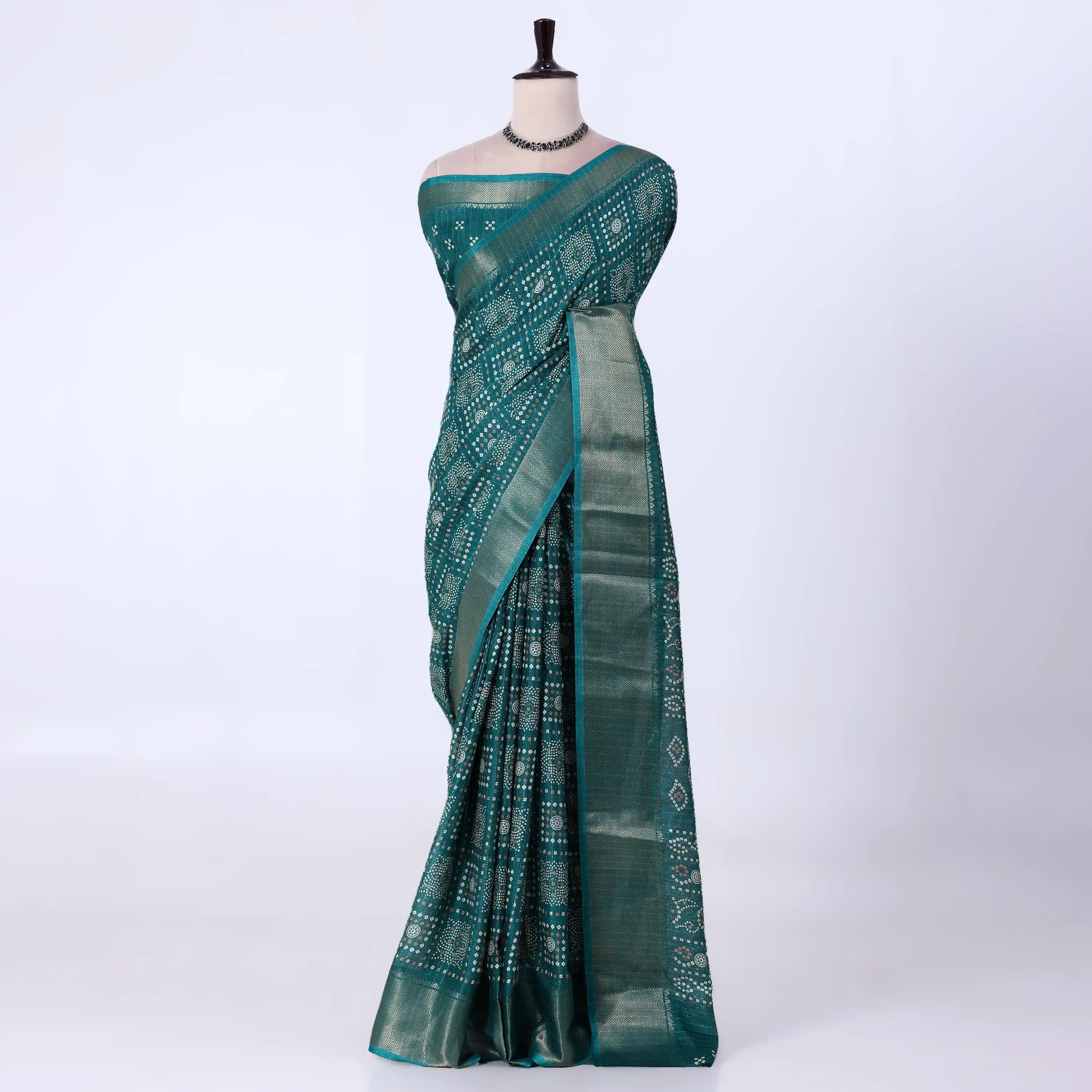 Green Dola Silk Sarees for Women | Office Wear Casual Outings & Special Occasions | Jeyachandran - Full View