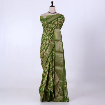 Green Dola Silk Sarees for Women | Office Wear Casual Outings & Special Occasions | Jeyachandran - Full View
