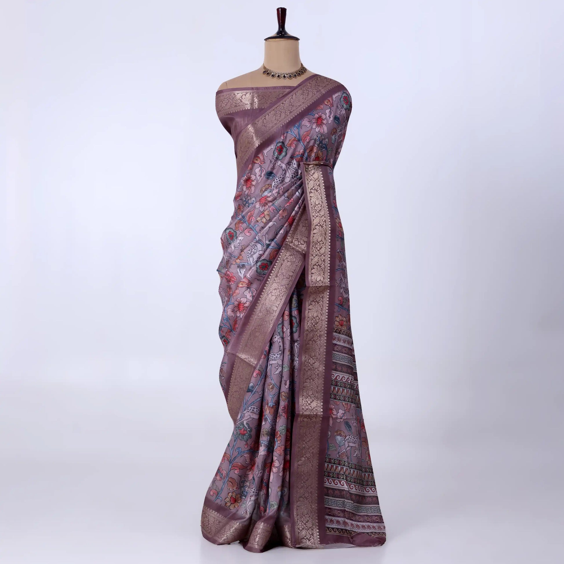 Light Brown Dola Silk Sarees for Women | Office Wear Casual Outings & Special Occasions | Jeyachandran - Full View