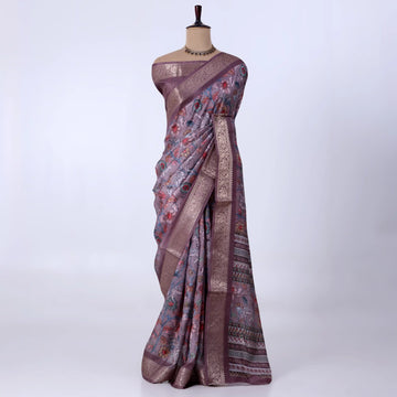 Light Brown Dola Silk Sarees for Women | Office Wear Casual Outings & Special Occasions | Jeyachandran - Full View