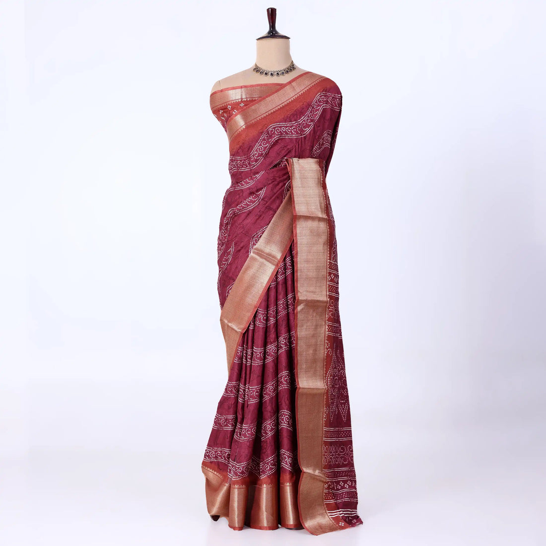 Maroon Dola Silk Sarees for Women | Office Wear Casual Outings & Special Occasions | Jeyachandran - Full View