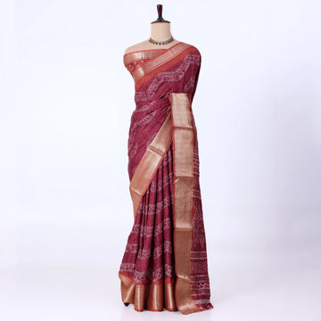 Maroon Dola Silk Sarees for Women | Office Wear Casual Outings & Special Occasions | Jeyachandran - Full View