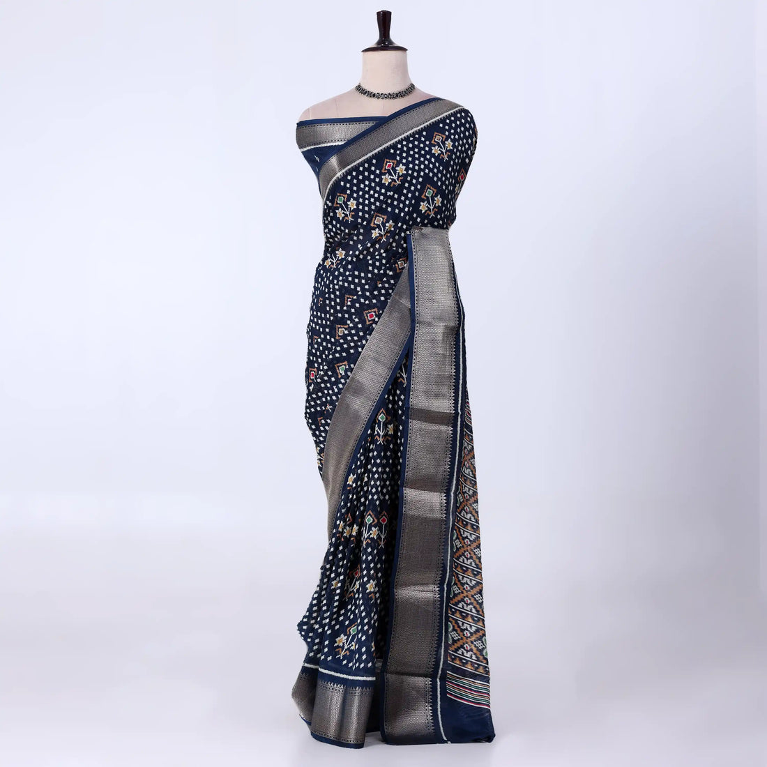 Navy Dola Silk Sarees for Women | Office Wear Casual Outings & Special Occasions | Jeyachandran - Full View