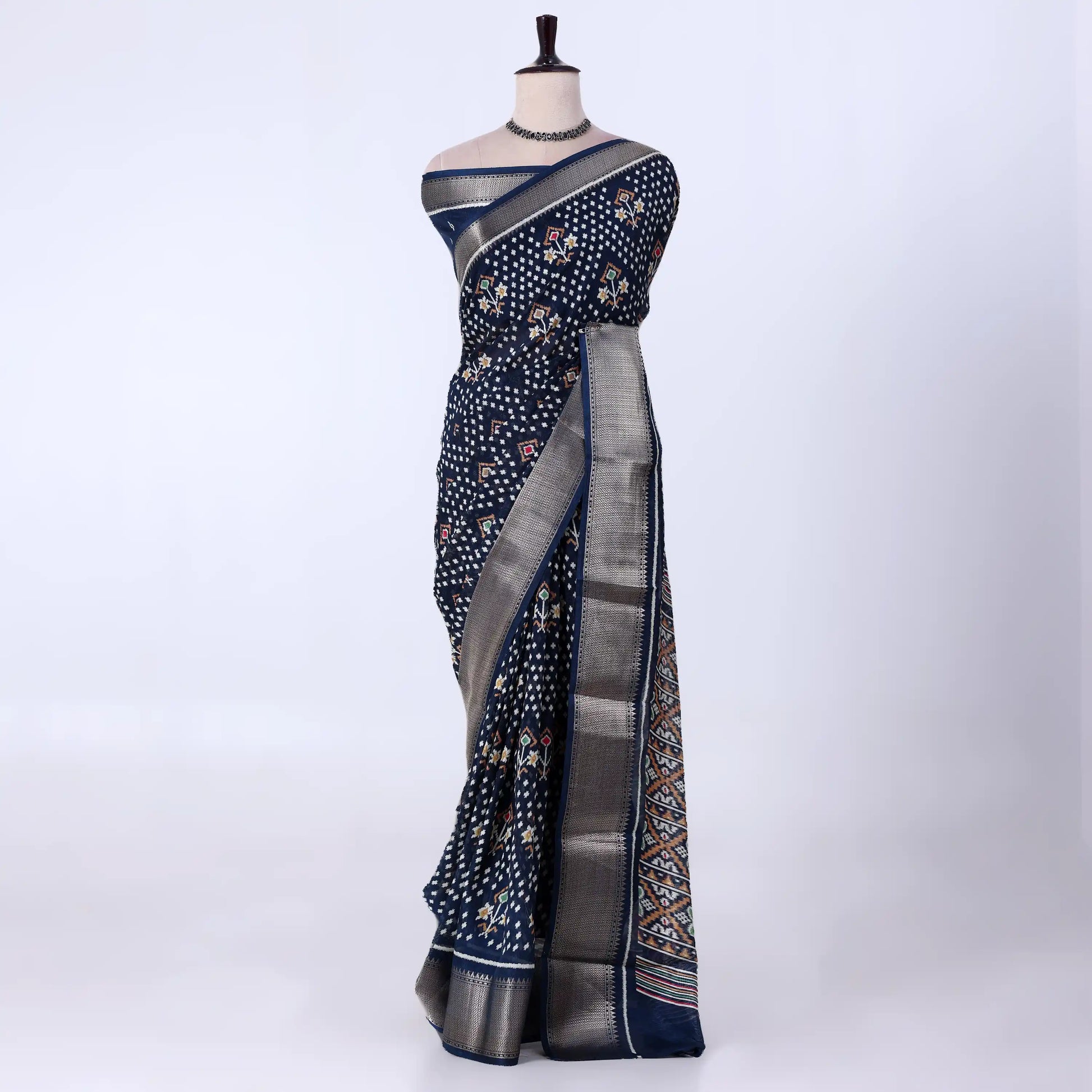 Navy Dola Silk Sarees for Women | Office Wear Casual Outings & Special Occasions | Jeyachandran - Full View