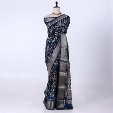 Navy Dola Silk Sarees for Women | Office Wear Casual Outings & Special Occasions | Jeyachandran - Full View