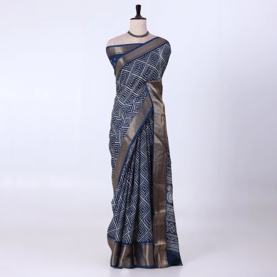 Navy Dola Silk Sarees for Women | Office Wear Casual Outings & Special Occasions | Jeyachandran - Full View